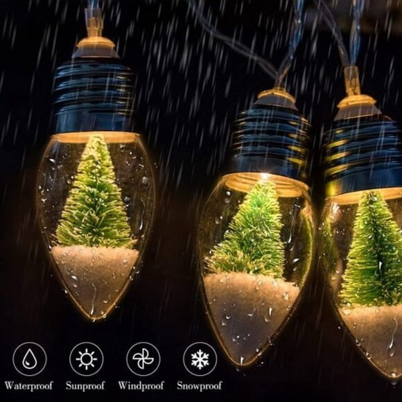 NWT Christmas Tree Snow Lightbulb Globe String Lights - Picture 4 of 7